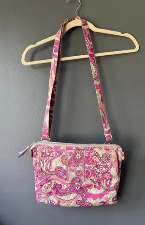 Vera Bradley Quilted Crossbody Bag in Pink Paisley Pattern thumbnail 1
