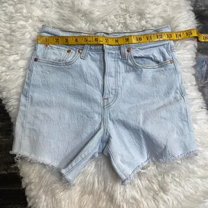 Levi'S Light Blue Wedgie Straight Shorts Distressed Frayed Hem High Waist Y2k thumbnail 5
