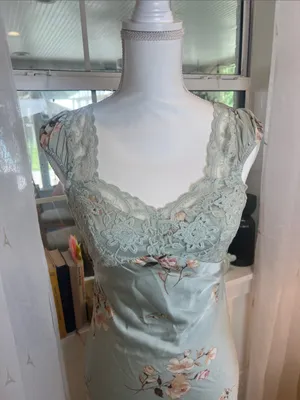 Sage Green Floral Lace Slip Dress size XS. thumbnail 2