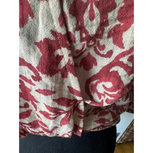 Zara Red White Damask Bolero Blouse S Twist Front Cropped Botanical Print thumbnail 3