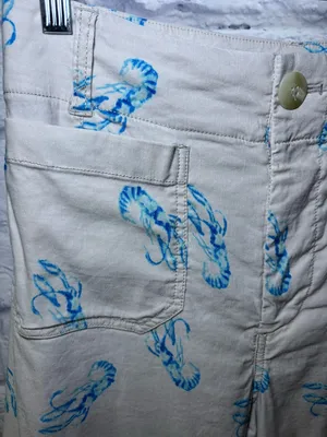 Maeve x Anthropologie Colette Blue Lobster Wide Leg High Rise Crop 25 Linen thumbnail 8
