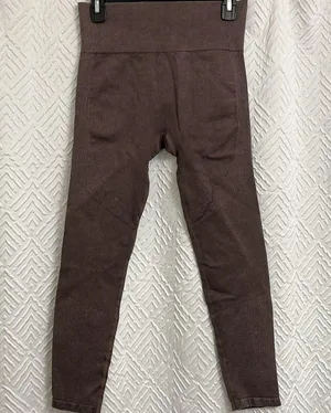 Joy Lab 7/8 Length High Rise Ribbed Seamless Leggings Size Medium brown grey thumbnail 4