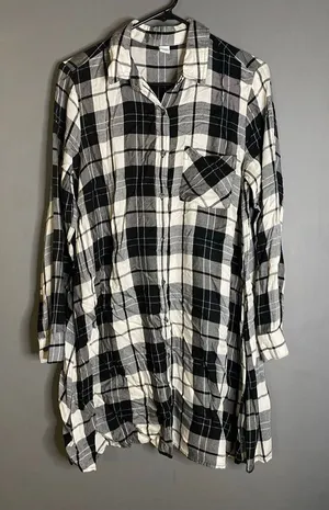 Old Navy Black White Plaid Pocket Button Up Dress Tunic Size Medium thumbnail 1