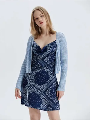 Cider Navy Bandana Print Slip Dress thumbnail 4
