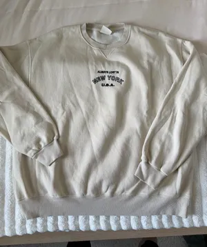 Pull&Bear Cream Crewneck Sweatshirt with 'New York' Embroidery thumbnail 1