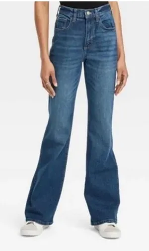Universal Thread Flare Jeans Womens‎ 0 Blue High Rise Comfort Stretch Denim Boho thumbnail 1