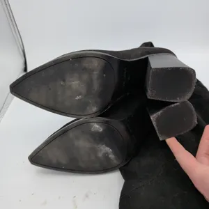 Marc Fisher Renn Black Faux Suede Over The Knee Block Heel Pointed Toe Boots 9M thumbnail 6