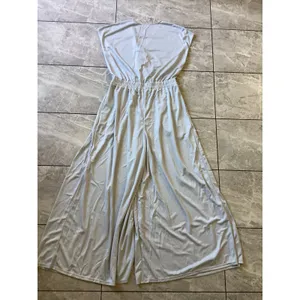 Halara NWOT Light Blue Waffle Knit Wide Leg Jumpsuit Surplice Wrap Neck Large thumbnail 6