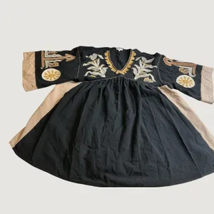 Easel Los Angeles Black Embroidered Cotton Babydoll Tunic Dress ED23074 Medium thumbnail 4