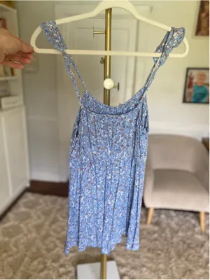 Altar’d State Blue Floral Ruffle Mini‎ Romper Cottagecore Boho Summer Romantic thumbnail 3