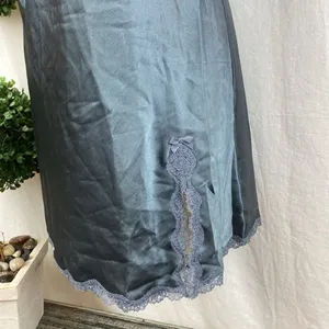 Victoria’s Secret Gray Satin & Lace Bodice Trim Short Sleep Dress M thumbnail 4