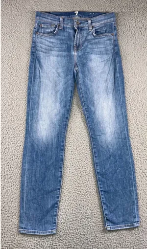 7 For All Mankind Skinny Jeans Women 26 Medium Wash Whiskered Stretch‎ Denim thumbnail 1