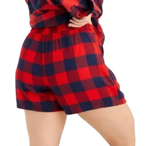 Aerie lounge pajama shorts Buffalo plaid checkered shorts XS red navy blue thumbnail 5