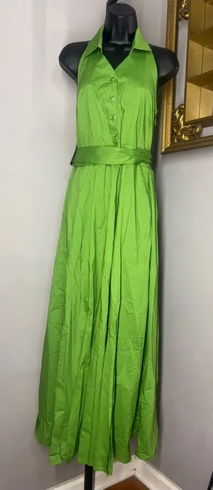 NEW New York & Company Medium Green Halter Maxi Dress NWT thumbnail 1