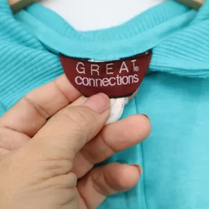 Great Connections Vintage Turquoise Teal Short Sleeve Polo Shirt Medium thumbnail 2