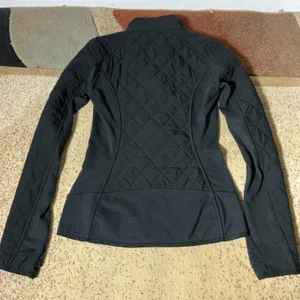 Athleta Black Quilted Full‎ Zip Jacket Mock Neck Performance XXS 138602-00 thumbnail 7