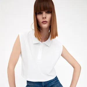 NWT ZARA CROPPED POLO WHITE MEDIUM Rugby Preppy Academia thumbnail 3