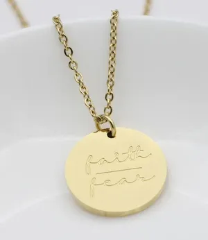 Faith Over Fear Necklace Silver thumbnail 2