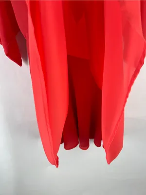 Coral Pink Chiffon Deep V Back‎ Fit & Flare Dress Women’s Size 4 26” Waist thumbnail 5