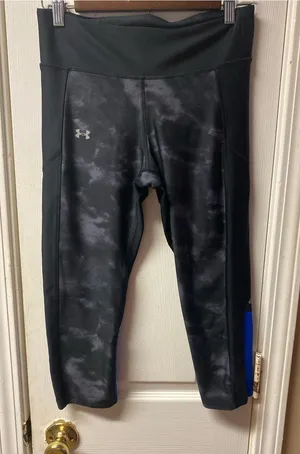 Under Armour Black & Gray Tie-Dye Athletic Leggings with Blue Accent thumbnail 1