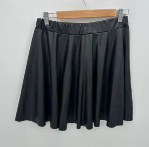 Rainbow Sandals Womens Faux Leather Skater Skirt Size L Black Grunge‎ Emo Witchy Tennis thumbnail 1