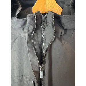 Comptoir Des Cotonniers Coat Women Large Black‎ Rabbit Fur Hood Parka Outdoor thumbnail 5