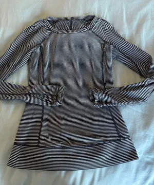 lululemon athletica Black and White Striped Long Sleeve Top thumbnail 1