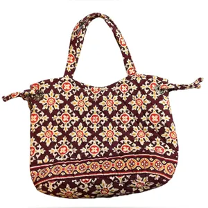 VERA BRADLEY Small Handbag Purse Brown/Beige/Red Print Quilted Cotton thumbnail 1