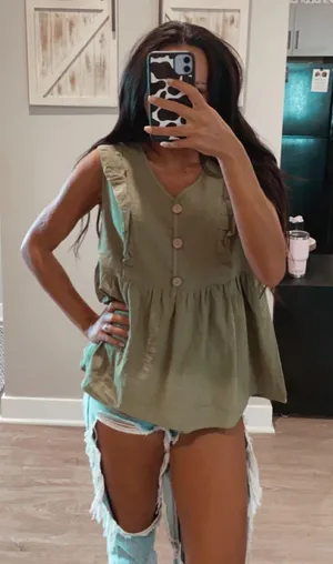 Sage ruffle tank Green thumbnail 3