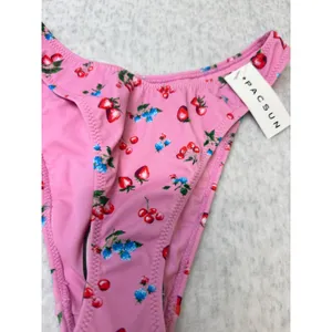 PacSun Eco Pink‎ Fruit Print V-Front High Cut Bikini Bottom Small NWT thumbnail 2