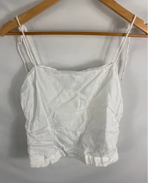 H&M White Tie Sleeve 100% Linen Crop Tank Size Medium thumbnail 1