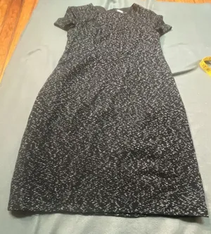 DKNY Tweed Sheath Dress Size 12 Black White Short Sleeve Made in Italy thumbnail 13