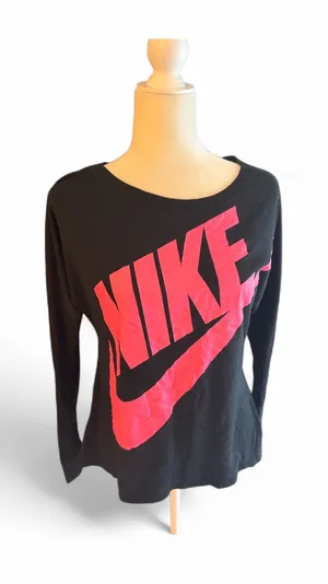 Nike Black Long Sleeves w Bold Pink Logo thumbnail 1
