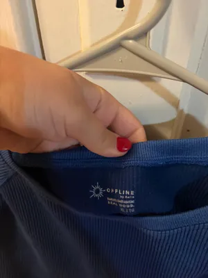 Aerie OFFLINE Cropped T-Shirt in blue thumbnail 2