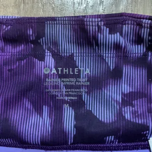 Athleta Rainier Printed Tight Purple Floral Zipper Pocket Activewear Leggings thumbnail 6