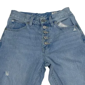 We The‎ Free People Straight Jeans Women Sz 24 Button Fly High Rise Distressed thumbnail 4