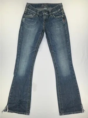 Silver Jeans Women's Distressed Bootcut Blue Denim Jeans Raw Hem Size 26 thumbnail 1