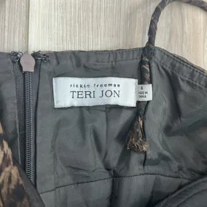 Rickie Freeman for Teri Jon chiffon animal print midi dress size 8 thumbnail 9