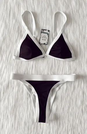 Color Block Bikini Set Black thumbnail 1