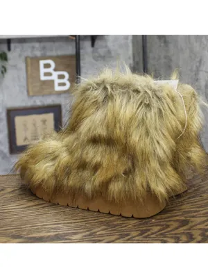 A New Day Womens Terra Boots Faux Fur Fuzzy 94715795 Brown 7M thumbnail 2
