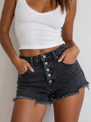 Abercrombie & Fitch High Rise Mom Shorts Black Size 28‎ 6 thumbnail 1