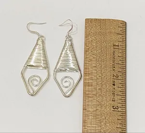 Silver tone Wire Wrapped Earrings thumbnail 7