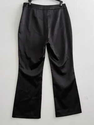 NEW ZARA WOMAN Black SATIN Flare Leg Trousers Dress Pants MEDIUM High Rise thumbnail 5
