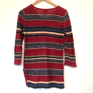 RALPH LAUREN JEANS CO LRL Red Navy Blue Striped Cotton Linen 3/4 Sleeve Sweater thumbnail 6
