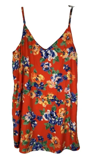 Lulus‎ V-Neck Sleeveless Red Floral Print Mini Dress XL Made in USA thumbnail 1