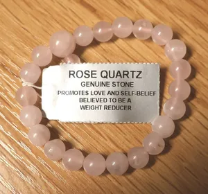 Rose Quartz Bead Stretch Bracelet Pink Healing Crystals Boho Fairy Natural Zen thumbnail 1
