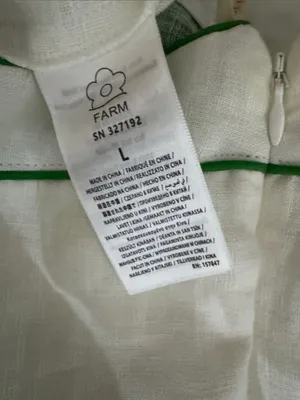 FARM RIO Women’s Midi Skirt White Green Floral Festival Linen Size Large thumbnail 13