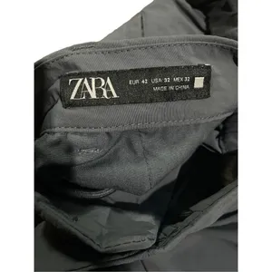 Zara womens blue business casual relaxed‎ fit pull on trousers sz 32 thumbnail 4
