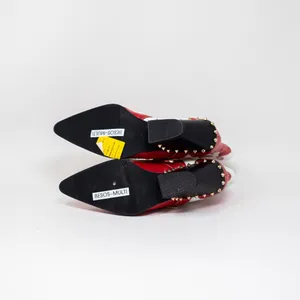 NEW Azalea Wang Besos X And O Faux Leather Studded Ankle Booties Shoes Red Pink thumbnail 4