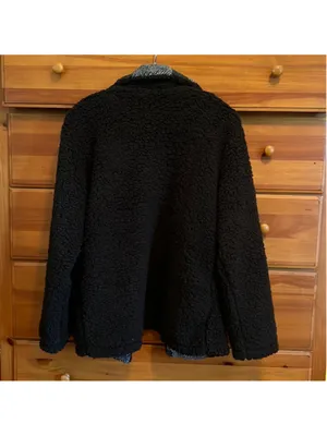 Sherpa Fleece Jacket Black Small Open Front Coat thumbnail 4